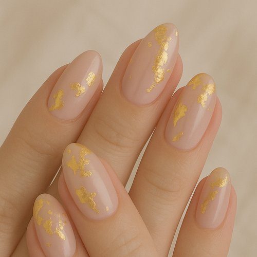 Gold Foil Accent Nails