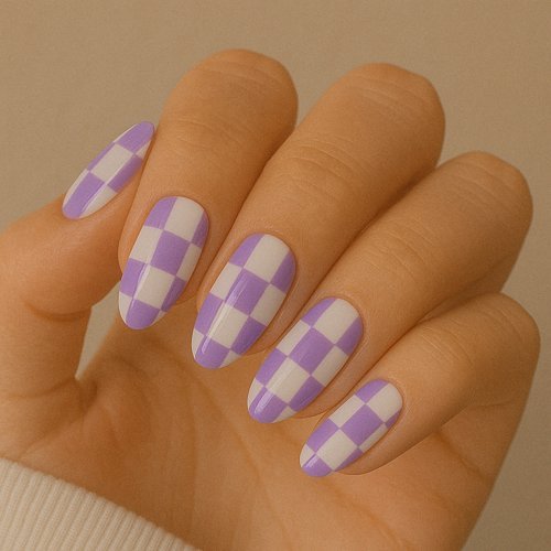 Purple and White Checkerboard Design