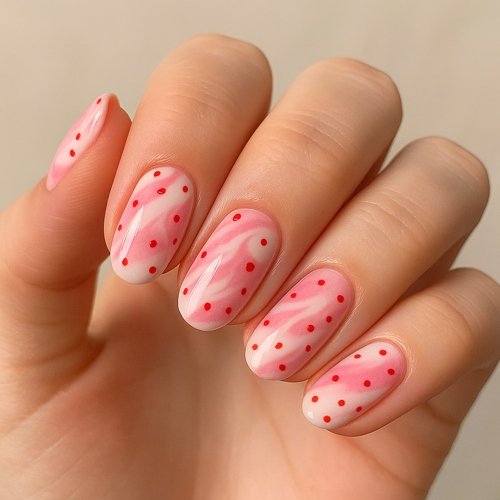 Classic Strawberry Swirl Nails