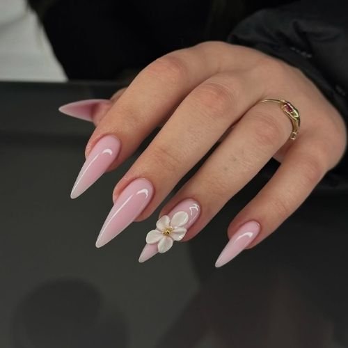 Blush Petal Accent Nails