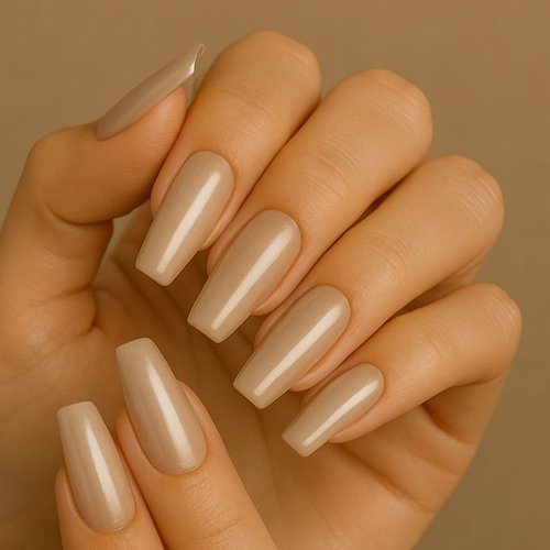 Glazed Nude Coffin Nails