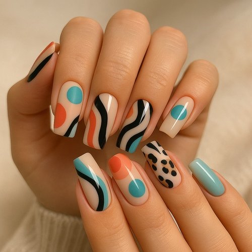 Abstract Colorful Nail Art
