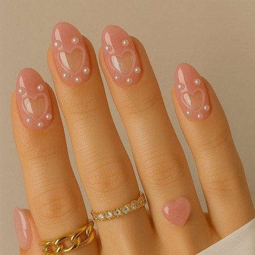 Glass Heart Nails