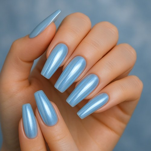 Icy Blue Glazed Nails