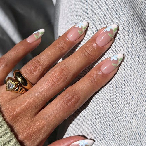 Romantic Floral Tips Nails