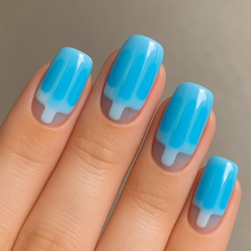 Icy Blue Popsicle Nails