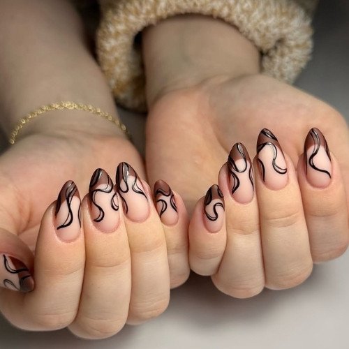 Blush Abstract Flame Nails