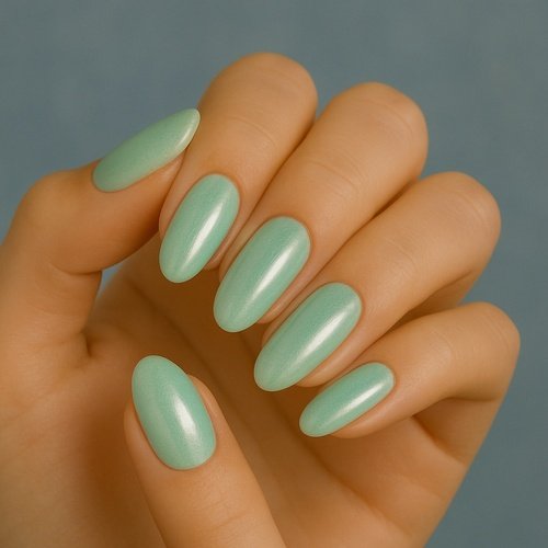 Mint Green Glazed Nails