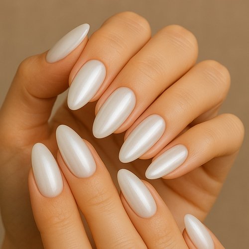Milky White Glazed Donut Nails