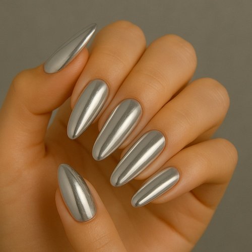 Silver Glazed Donut Nails
