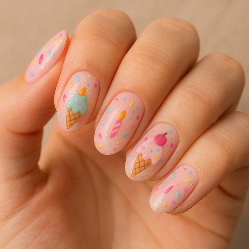 Birthday Cone Party Nails