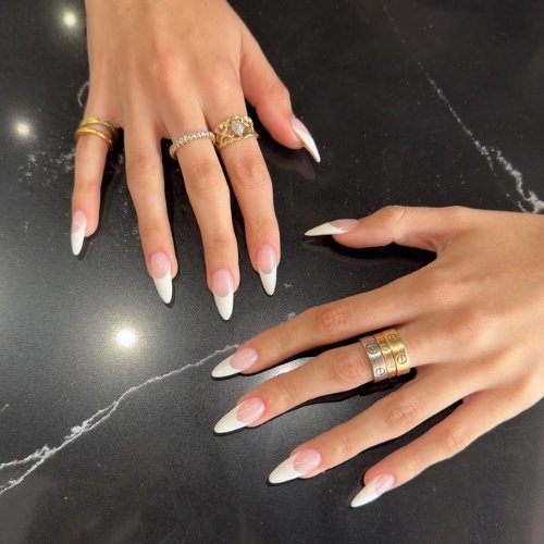 Classic Almond French Manicure Nails