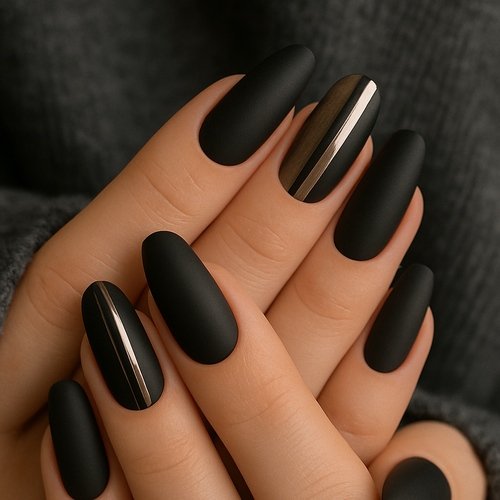 Matte Black Elegance Nails