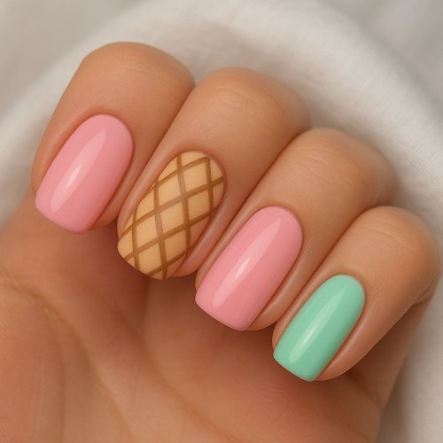 Waffle Cone Accent Nail
