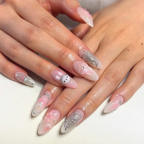 Dreamy Pink Art Mix Nails