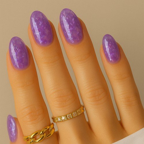 Purple Crystal Nails