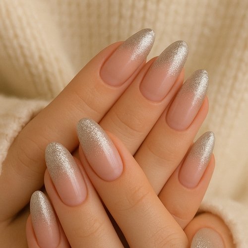Silver Glitter Ombre Nails