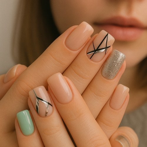 Modern Neutral Nail Art
