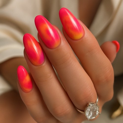 Hot Pink Heat Wave Nails