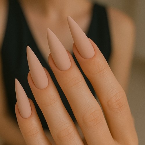 Matte Nude Stiletto Nails