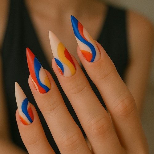 Abstract Art Stiletto Nails