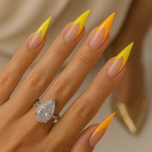 Neon Spritz Flame French Tips