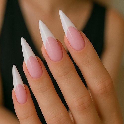 Pink and White Stiletto Nails