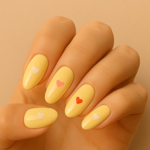 Butter Yellow with Tiny Hearts