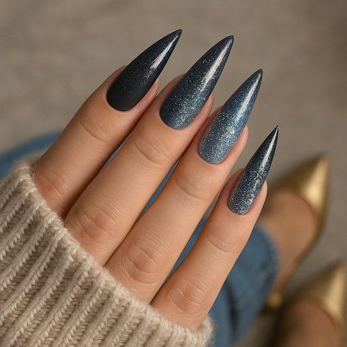 Gradient Glitter Stiletto Nails