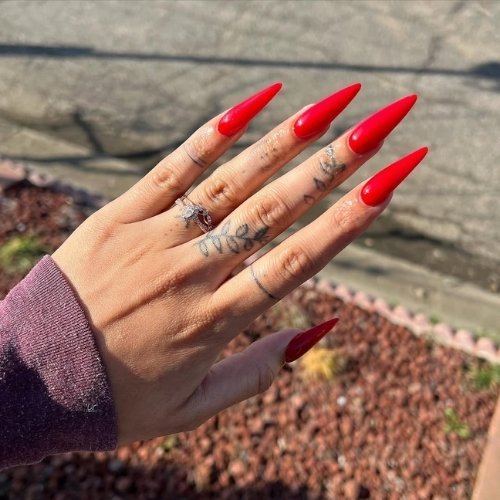 Classic Red Stiletto Nails