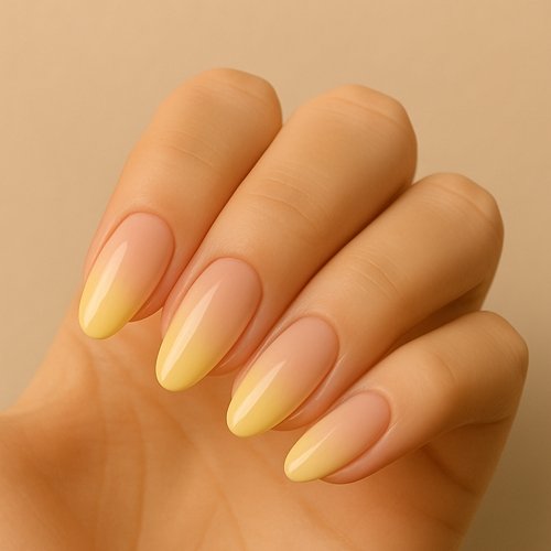 Butter Yellow and Nude Gradient Tips