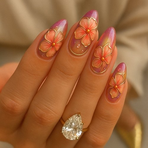 3D Hibiscus Nails
