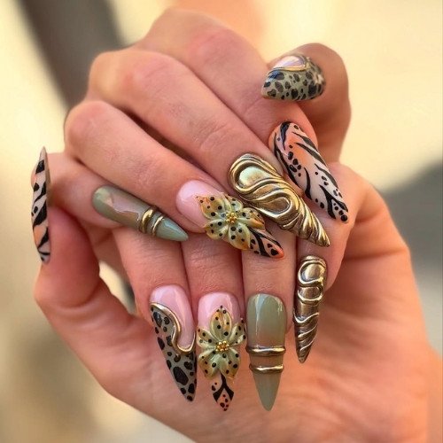 Wild Safari Stiletto Nails