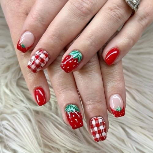 Strawberry Picnic Nails