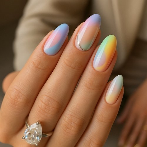 Abstract Airbrush Mismatched Nails