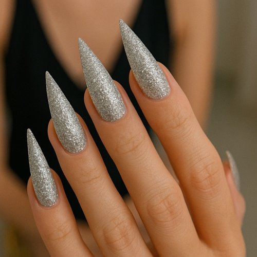 Glitter Stiletto Nails