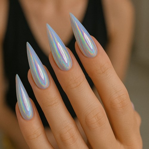 Holographic Stiletto Nails