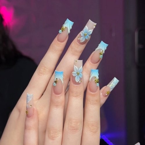 Blue Floral Tips