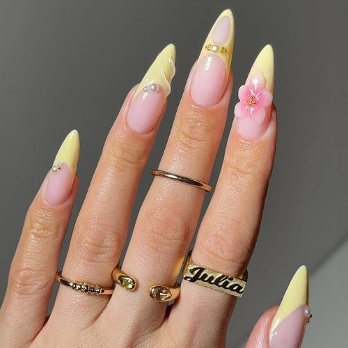 Golden Bloom French Tips