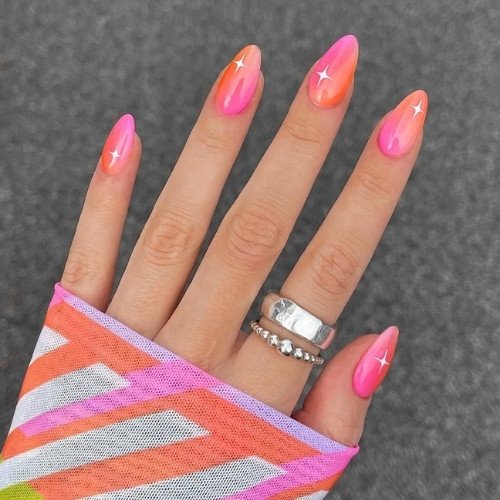 Sunset Star Glow Nails