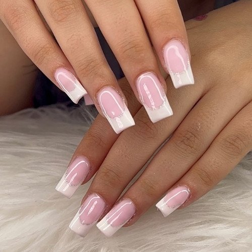 Glossy French Nails