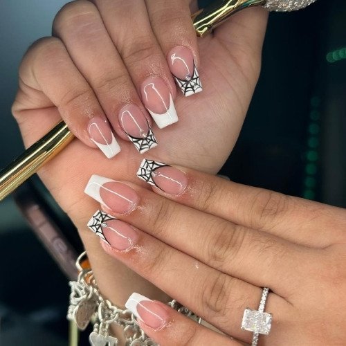 Chic Spiderweb French Tips