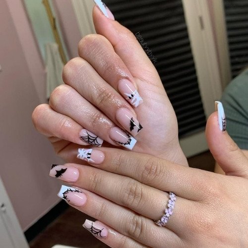 Spooky French Tip Nails