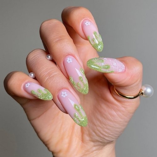 Glittery Slime Nails