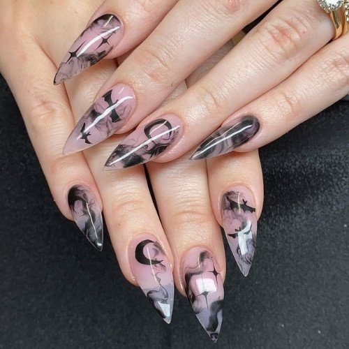 Moonlit Bat Nails