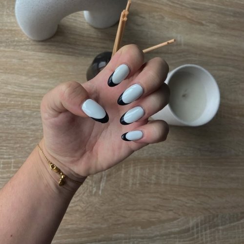 Black Crescent Tip Nails