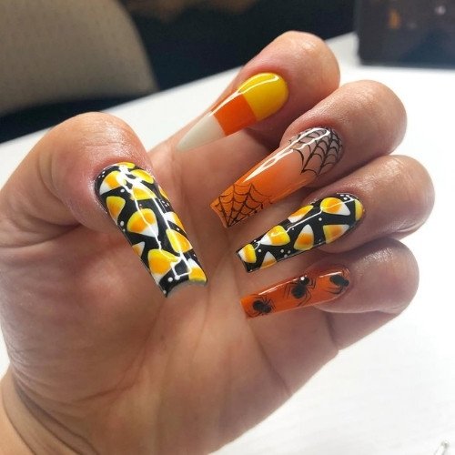 Candy Corn Halloween Nails