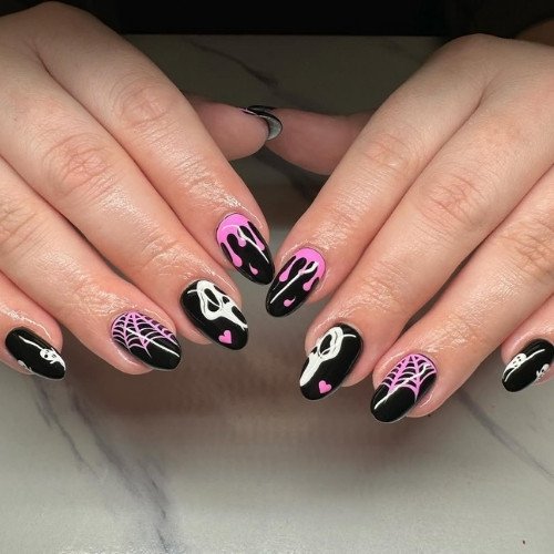Ghostly Web Halloween Nails