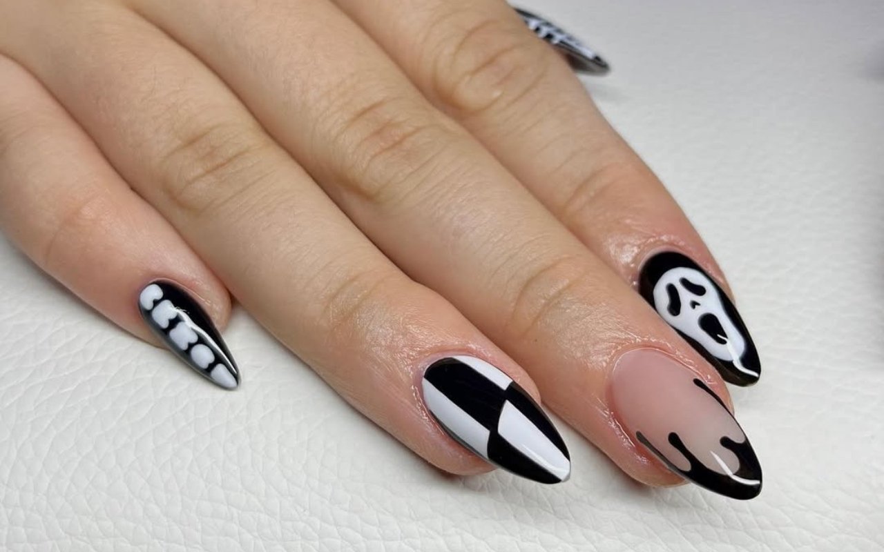 Black and White Halloween Nails
