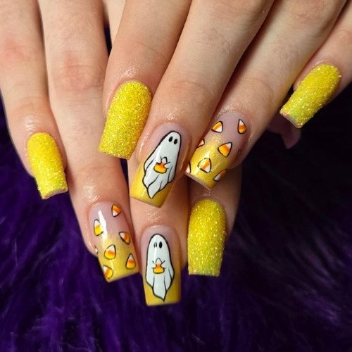 Candy Corn and Ghost Nails